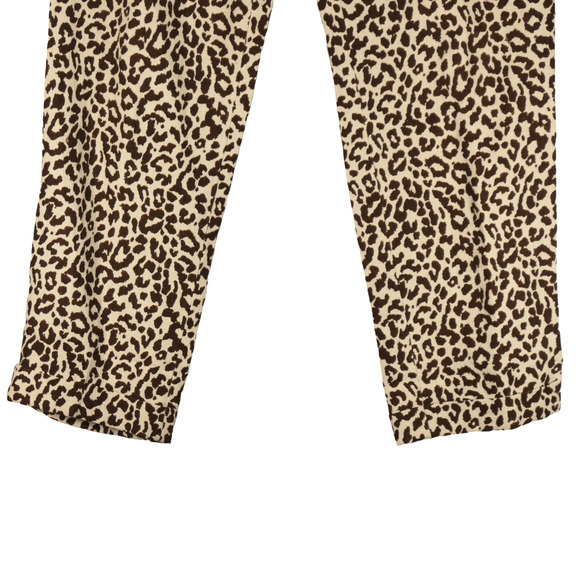 J Crew Capri Pants Womens Size 6 Brown Linen Animal Print Casualcore Chic Trendy - Picture 5 of 13